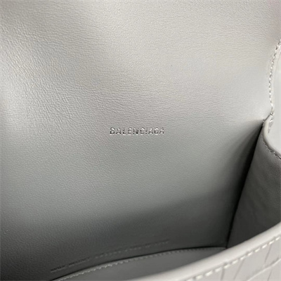 Women’s Hourglass XS Handbag Crocodile Embossed In Grey-Silver