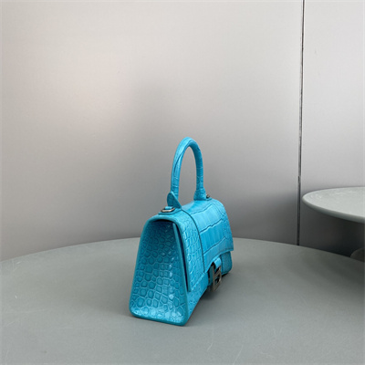 Women’s Hourglass XS Handbag Crocodile Embossed In Blue-Silver