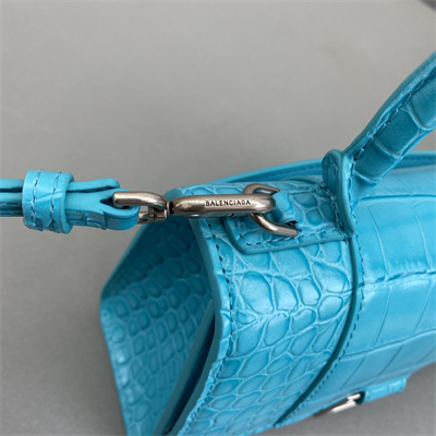 Women’s Hourglass XS Handbag Crocodile Embossed In Blue-Silver