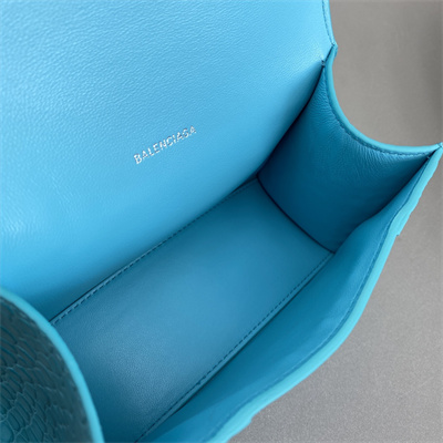 Women’s Hourglass XS Handbag Crocodile Embossed In Blue-Silver