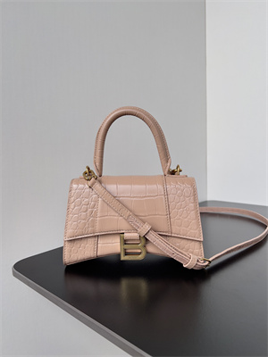 Women’s Hourglass XS Handbag Crocodile Embossed In Nude Pink-Gold