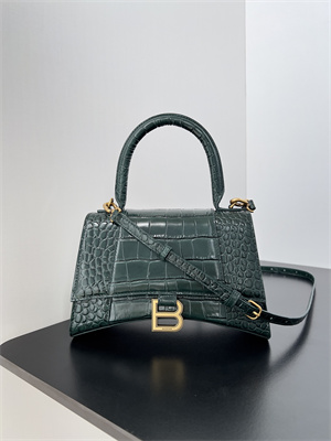 Women’s Hourglass XS Handbag Crocodile Embossed In Dk Green-Gold