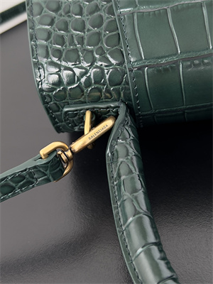 Women’s Hourglass XS Handbag Crocodile Embossed In Dk Green-Gold
