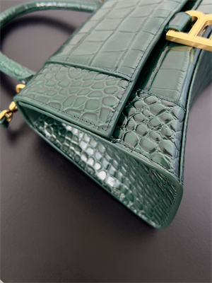 Women’s Hourglass XS Handbag Crocodile Embossed In Dk Green-Gold
