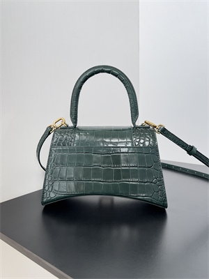 Women’s Hourglass XS Handbag Crocodile Embossed In Dk Green-Gold