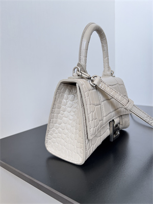 Women’s Hourglass XS Handbag Crocodile Embossed In Lt Beige-Silver