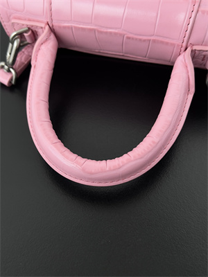 Women’s Hourglass XS Handbag Crocodile Embossed In Peach Pink-Silver