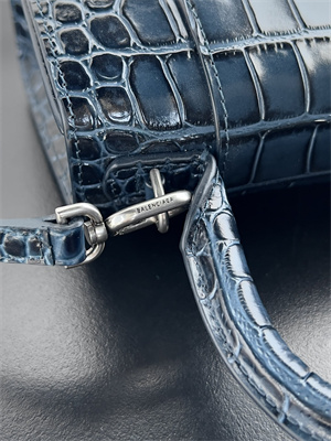 Women’s Hourglass XS Handbag Crocodile Embossed In Navy-Silver