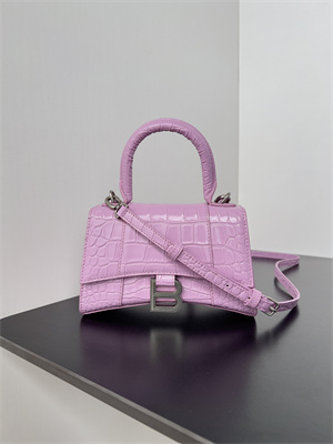 Women’s Hourglass XS Handbag Crocodile Embossed In Lt Purple-Silver