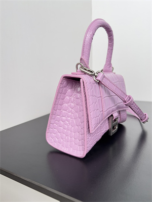 Women’s Hourglass XS Handbag Crocodile Embossed In Lt Purple-Silver