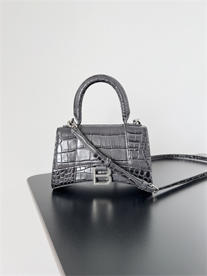 Women’s Hourglass XS Handbag Crocodile Embossed In Smoky Grey-Silver