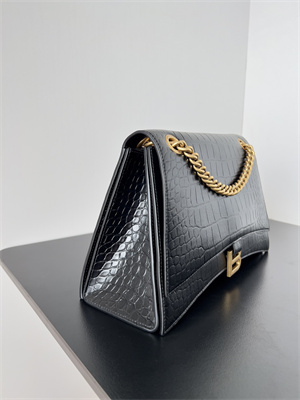 Women’s CRUSH Medium Chain Bag Crocodile Embossed In Black