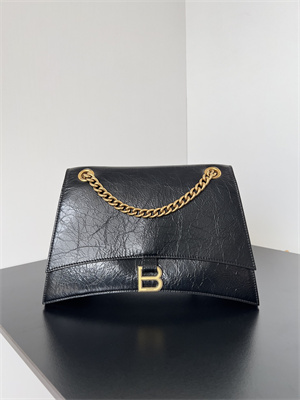 Women’s CRUSH Medium Chain Bag In Black Crushed Calfskin