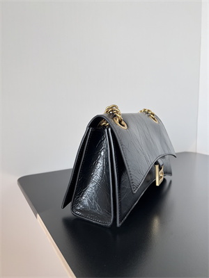 Women’s CRUSH Small Chain Bag In Black Crushed Calfskin