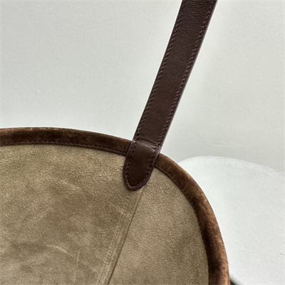 The Row Park N/S Medium Tote Bag Dk Brown Suede