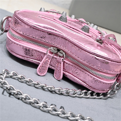 Women’s Le Cagole Heart Mini Bag In Metallized Arena Lambskin Pink Color