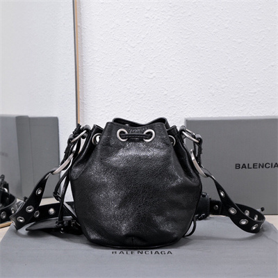 Women’s Le Cagole XS Bucket Bag In Arena Lambskin Black Color