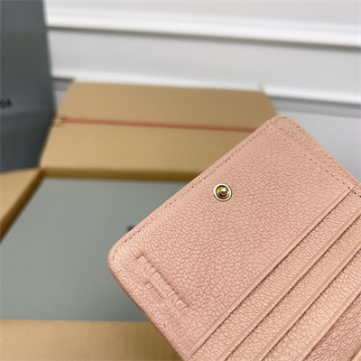 Le Cagole Compact Zippy Wallet In Goatskin Rose Pink Color