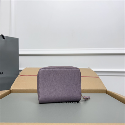 Le Cagole Compact Zippy Wallet In Goatskin Lt Violet Color