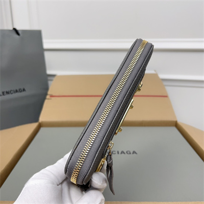 Le Cagole Continental Zippy Wallet In Goatskin Grey Color