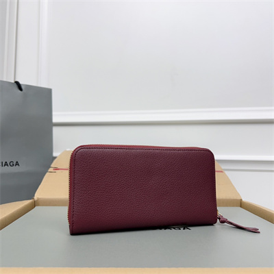 Le Cagole Continental Zippy Wallet In Goatskin Burgundy Color