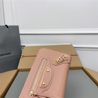 Le Cagole Continental Zippy Wallet In Goatskin Rose Pink Color