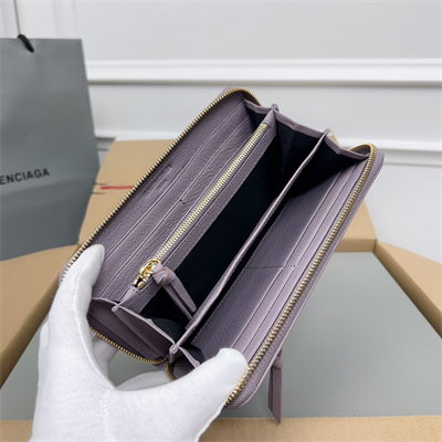 Le Cagole Continental Zippy Wallet In Goatskin Lt Violet Color