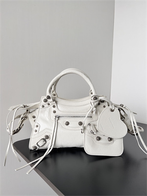 Women’s NEO Cagole XS Handbag In Arena Lambskin White Color