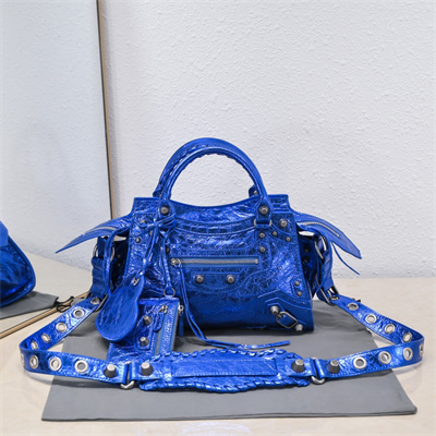 Women’s NEO Cagole XS Handbag In Arena Lambskin Sapphire Blue Color