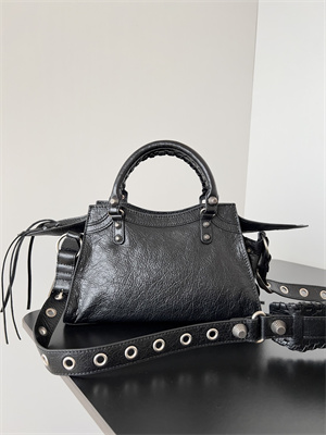 Women’s NEO Cagole XS Handbag In Arena Lambskin Black Color