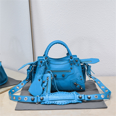 Women’s NEO Cagole XS Handbag In Arena Lambskin Aqua Blue Color