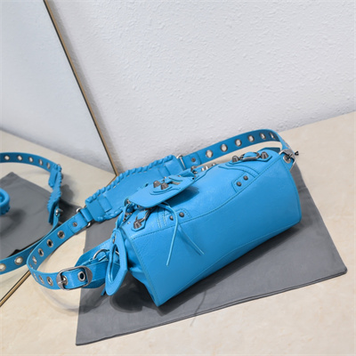 Women’s NEO Cagole XS Handbag In Arena Lambskin Aqua Blue Color