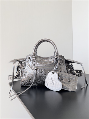 Women’s NEO Cagole XS Handbag In Metallized Arena Lambskin Silver Color