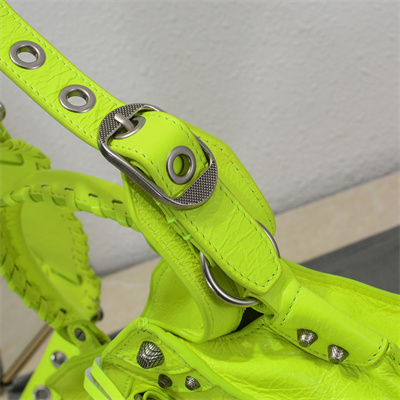 Women’s NEO Cagole XS Handbag In Arena Lambskin Fluorescent Green Color