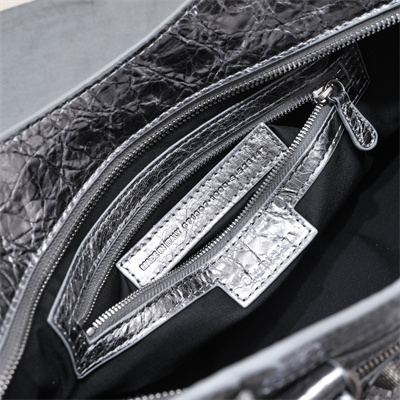 Women’s NEO Cagole City Small Handbag In Metallized Arena Lambskin Aged Silver Color