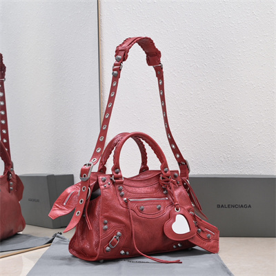 Women’s NEO Cagole City Small Handbag In Arena Lambskin Red Color