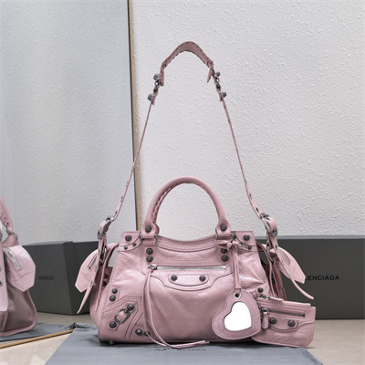 Women’s NEO Cagole City Small Handbag In Arena Lambskin Lt Pink Color