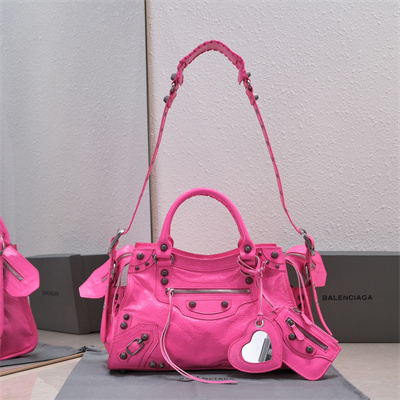 Women’s NEO Cagole City Small Handbag In Arena Lambskin Fuchsia Color