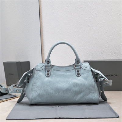 Women’s NEO Cagole City Small Handbag In Arena Lambskin Blue Lin Color