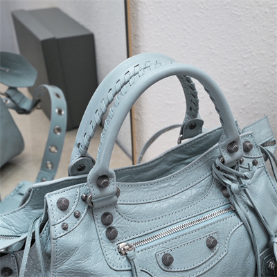 Women’s NEO Cagole City Small Handbag In Arena Lambskin Blue Lin Color