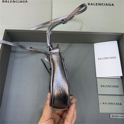 Women’s Le Cagole Mini Bag With Chain In Metallized Arena Lambskin Silver Color