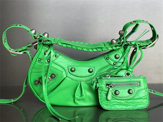 Women’s Le Cagole XS Shoulder Bag In Arena Lambskin Green Color