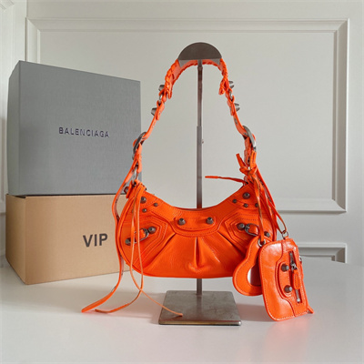Women’s Le Cagole XS Shoulder Bag In Arena Lambskin Orange Color