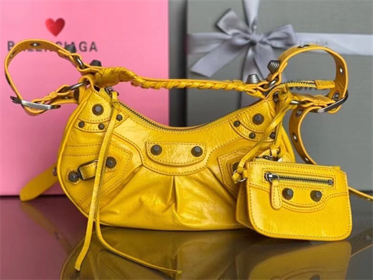 Women’s Le Cagole XS Shoulder Bag In Arena Lambskin Yellow Color