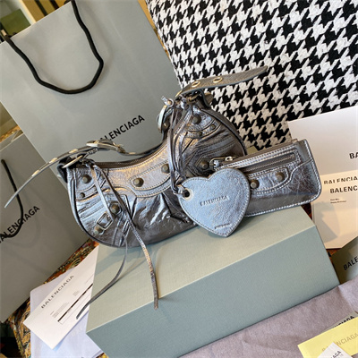 Women’s Le Cagole XS Shoulder Bag In Arena Lambskin Silver Color