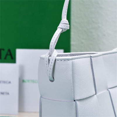 BV Cassette Pouch With Strap In Calfskin White Color