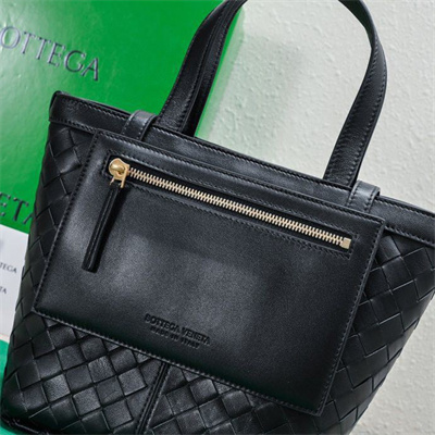 BV Small Flip Flap Tote Bag In Lambskin Leather Black Color