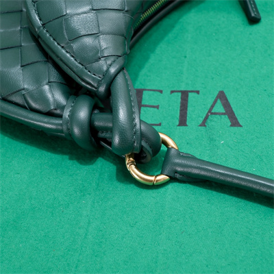 BV Small Gemelli Shoulder Bag In Lambskin Leather Emerald Green Color