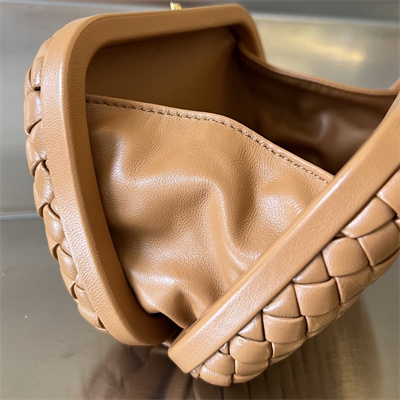 BV Knot Clutch In Lambskin Leather Brown Color