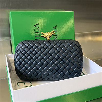 BV Knot Clutch In Lambskin Leather Navy Color